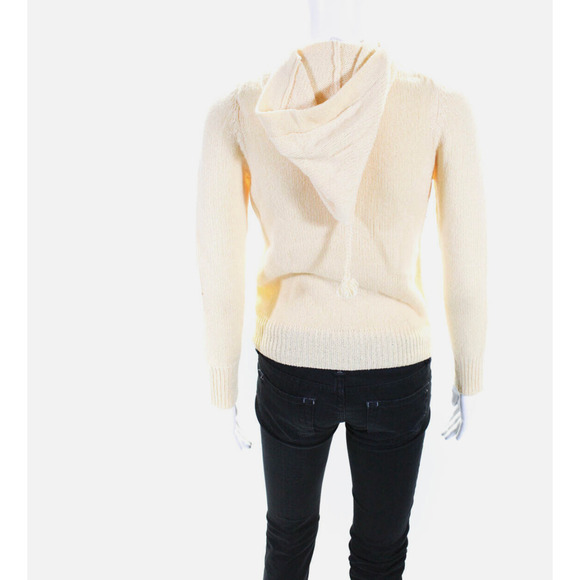 RARE Rebecca Taylor Retro Chic Merino Wool Hooded Sweater Butter Yellow S NWOT - Picture 4 of 8